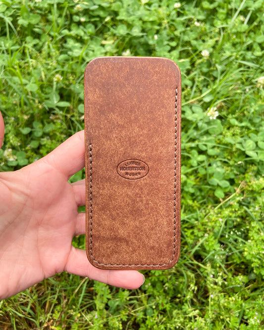 Large Light Brown Pueblo Leather Knife Slip, Brown Stitching