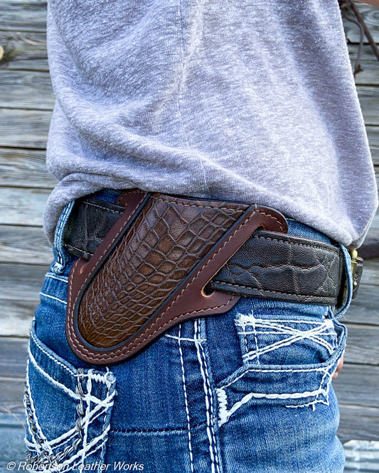 Folder Holster- Tall - in Antique Brown Alligator & Water Buffalo