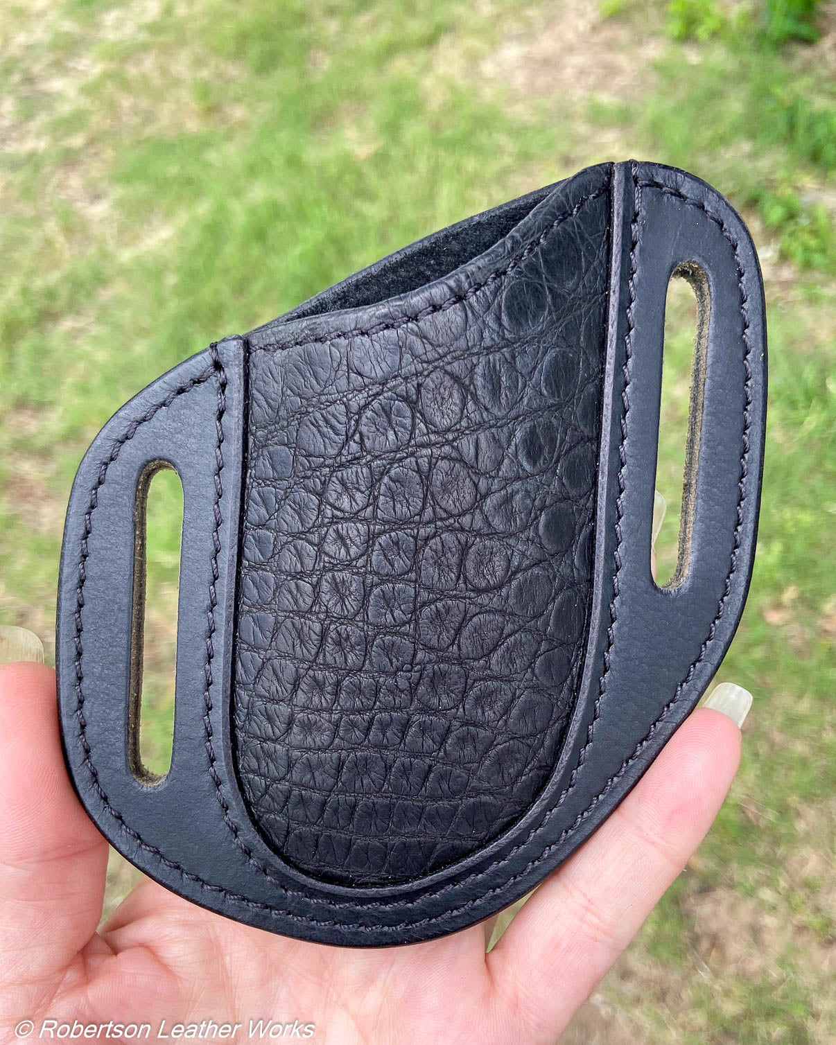 Folder Holster - Wide - in Black Alligator Flank & Water Buffalo