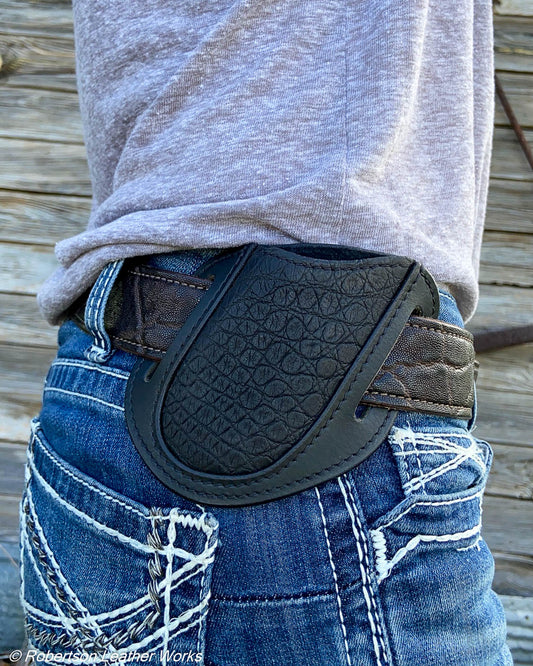 Folder Holster - Wide - in Black Alligator Flank & Water Buffalo