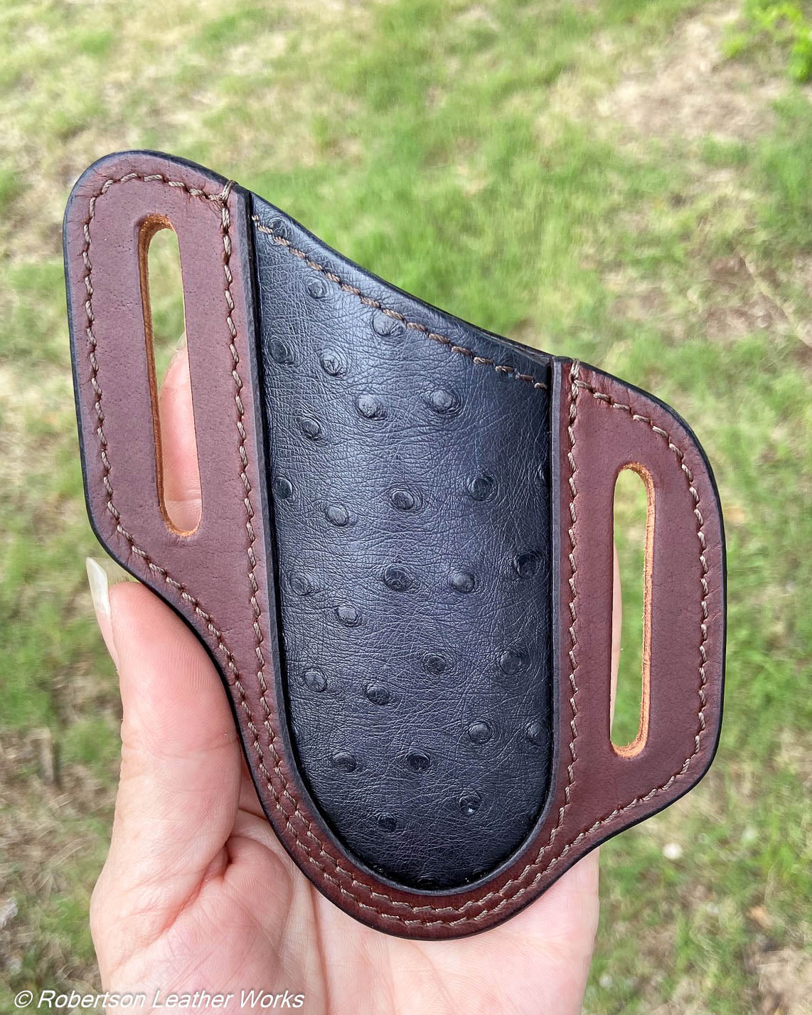 Folder Holster- Tall - in Dark Navy Ostrich & Water Buffalo