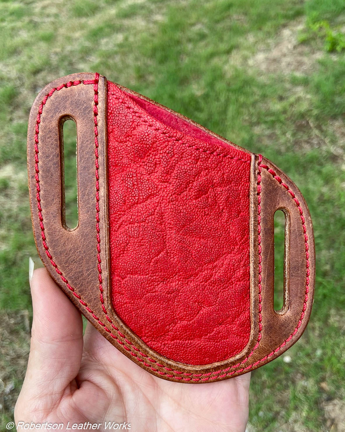 Folder Holster - Wide - in Red Elephant and Natural Harness