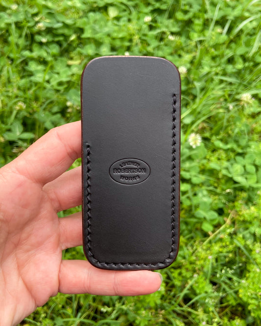 Small Black Oil Tan Leather Knife Slip, Black Stitching