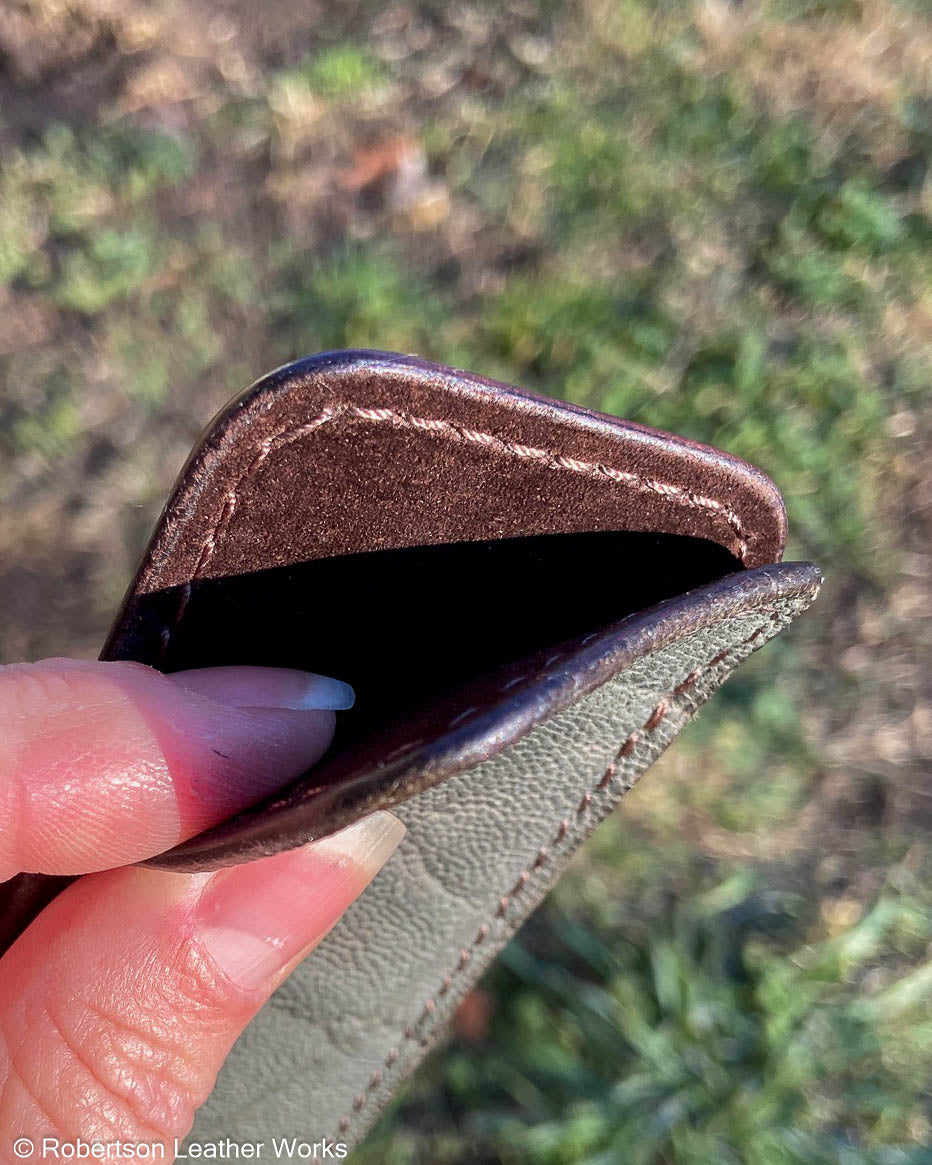 Schmedium Vintage Forest Elephant Leather Knife Slip, Brown Stitching