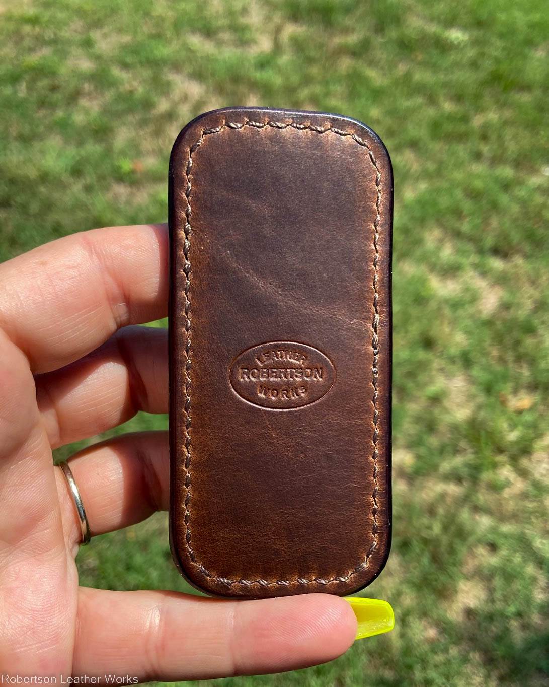 Micro Tan Elephant Leather Knife Slip, Brown Stitching