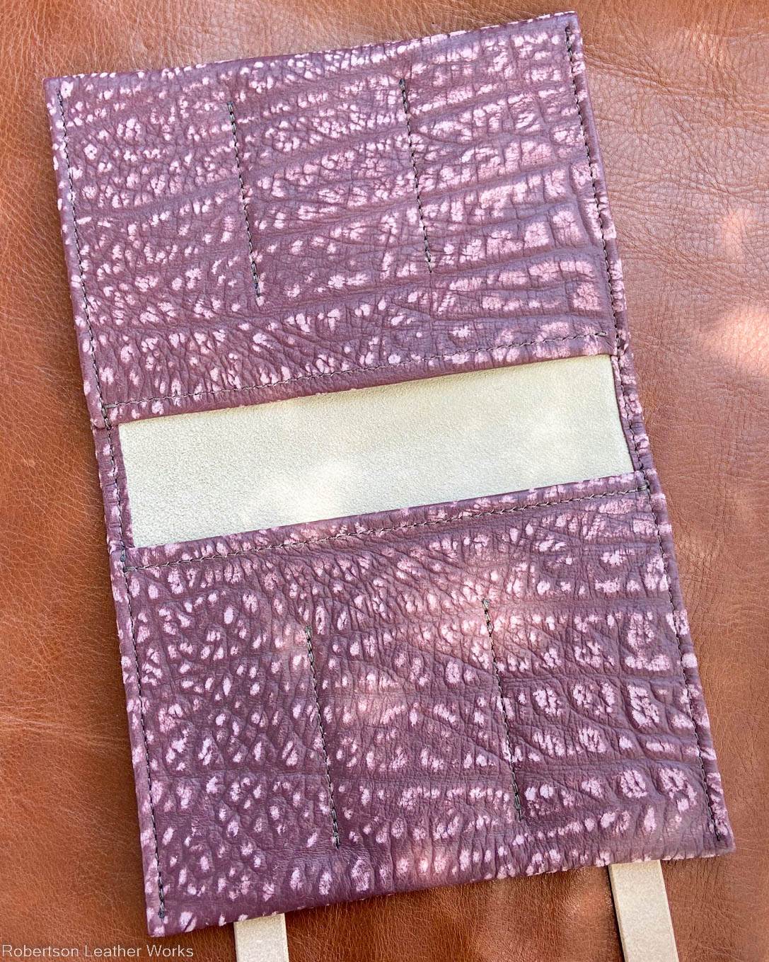 6-Knife Case in Maroon Cape Buffalo Leather