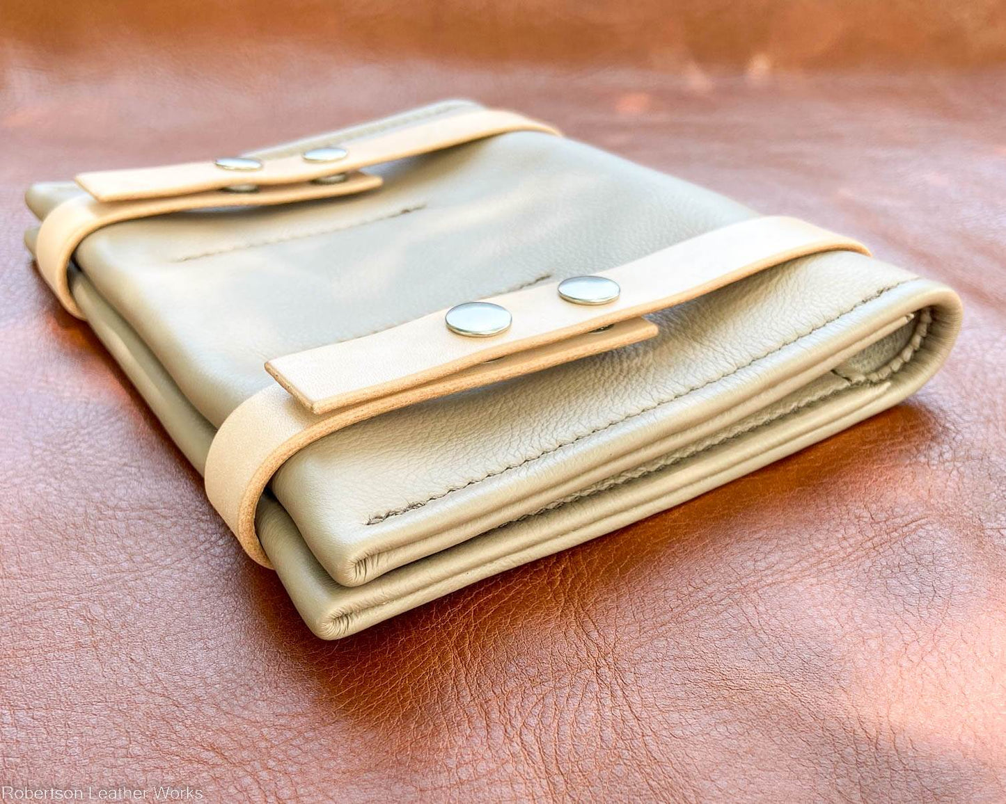 6-Knife Case in Taupe Leather