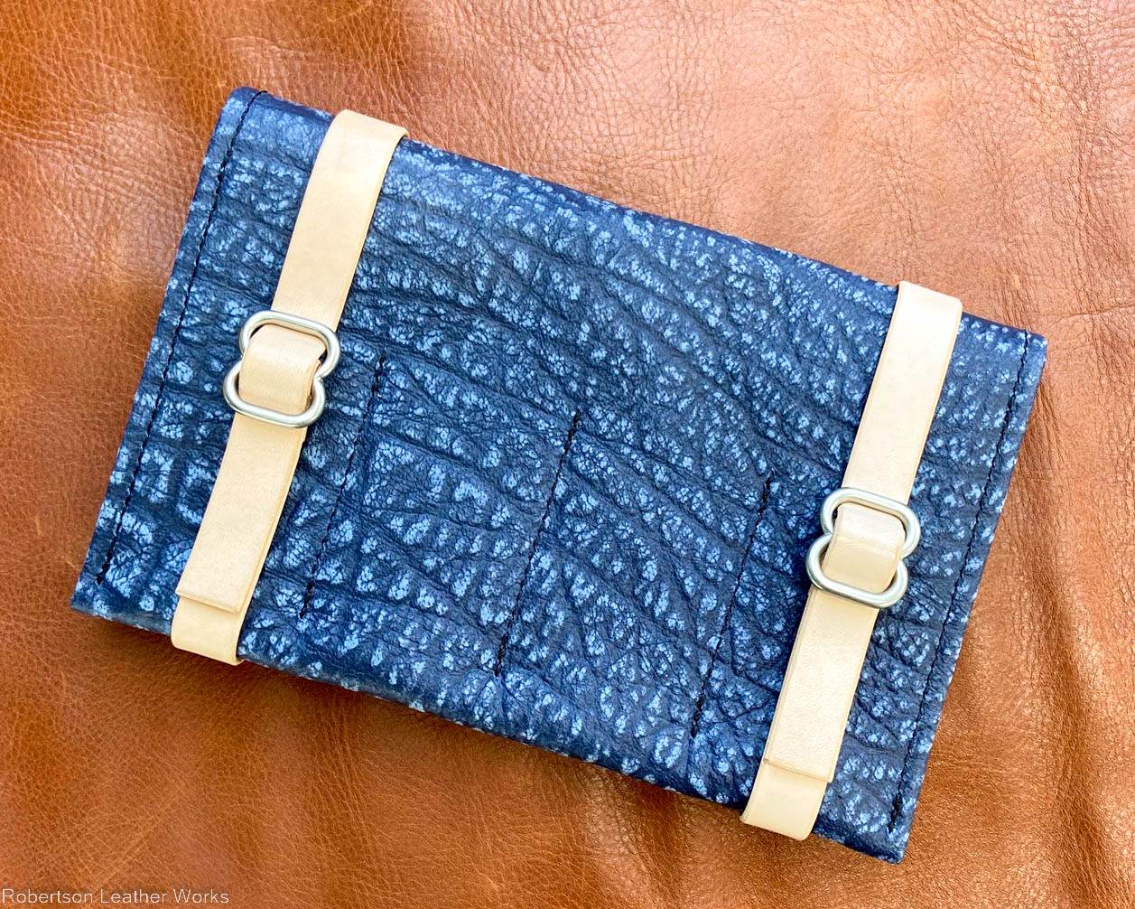 8-Knife Case in Blue Cape Buffalo Leather