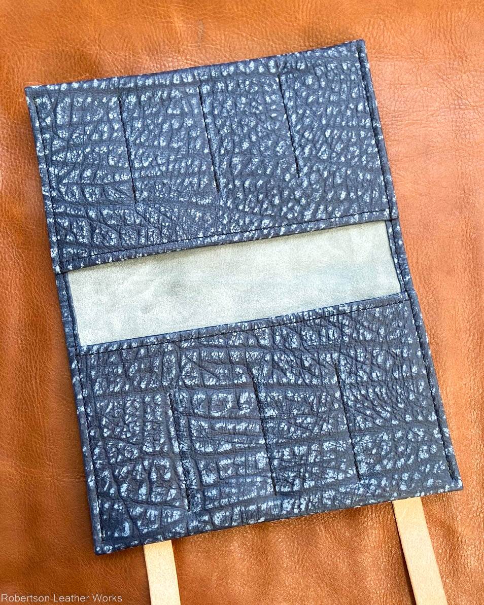 8-Knife Case in Blue Cape Buffalo Leather