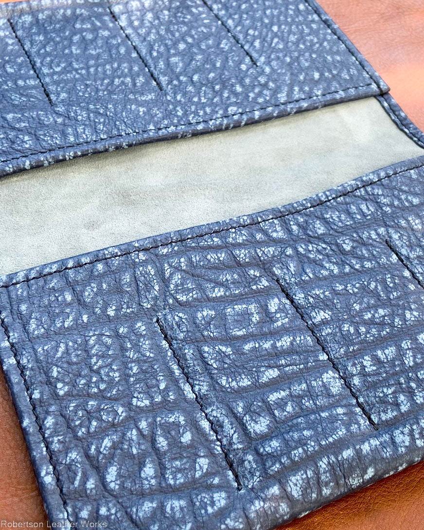 8-Knife Case in Blue Cape Buffalo Leather