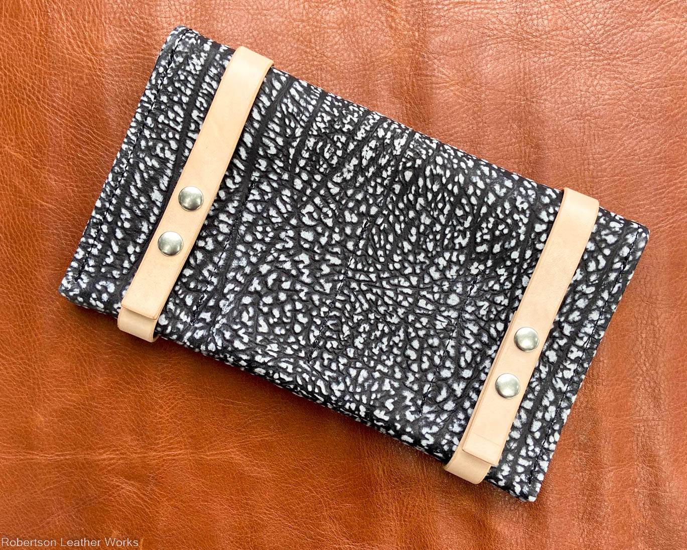 8-Knife Case in Black & White Cape Buffalo Leather