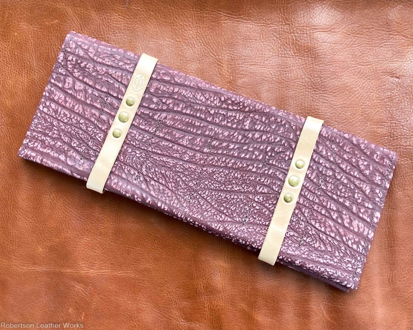 12-Knife Case in Maroon Cape Buffalo Leather