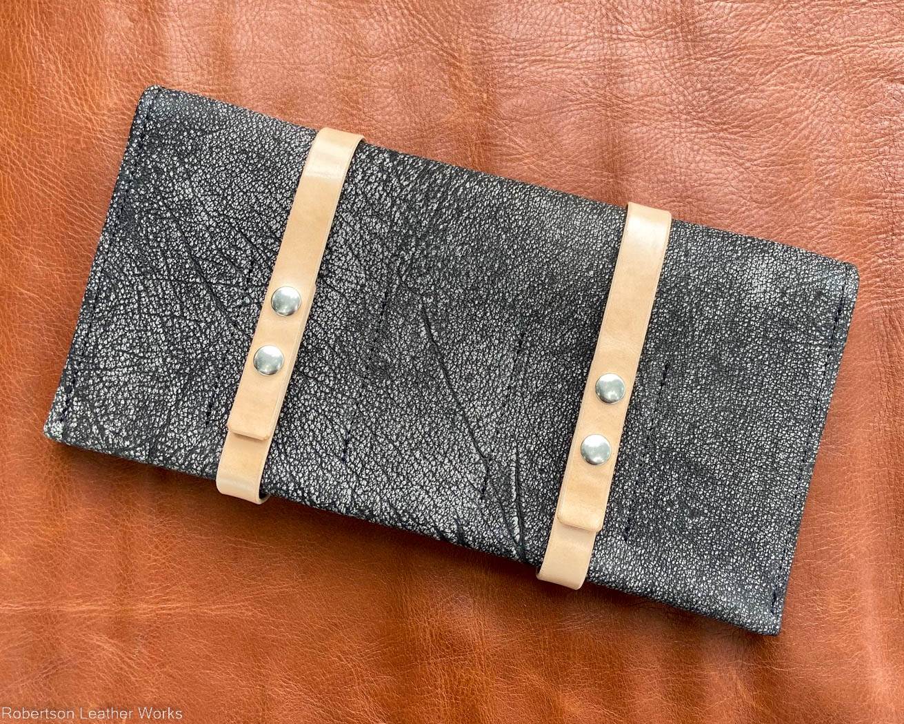 10-Knife Case in Gray Safari Cape Buffalo Leather