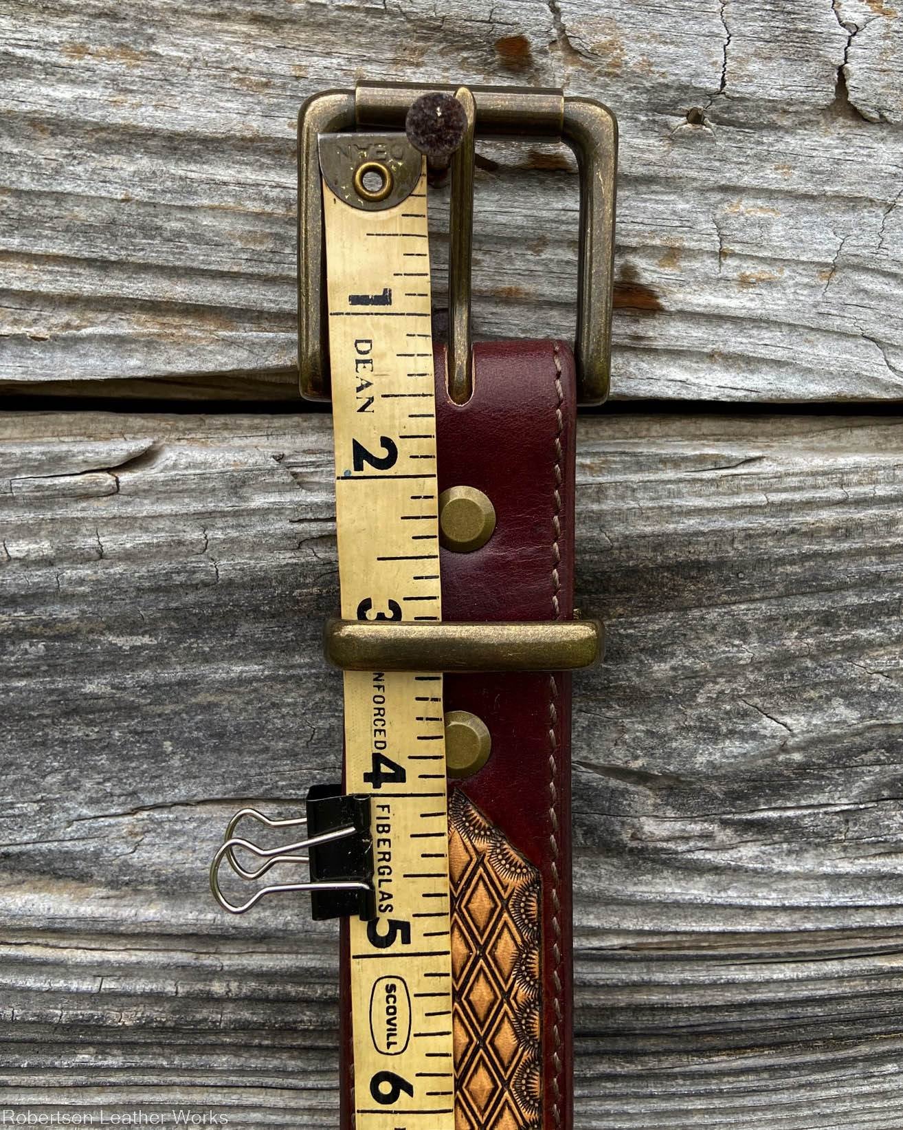 Diamond Stamp & Cognac Elephant Leather Belt