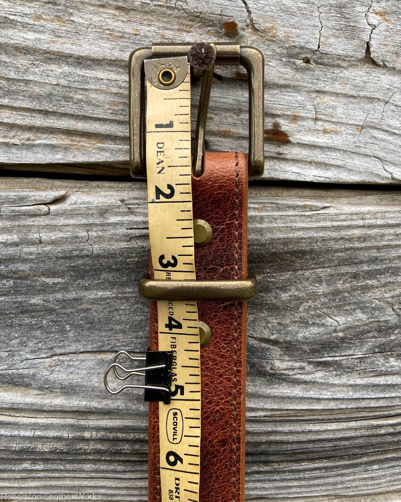Vintage Tan Water Buffalo Leather Belt, Brown Stitching