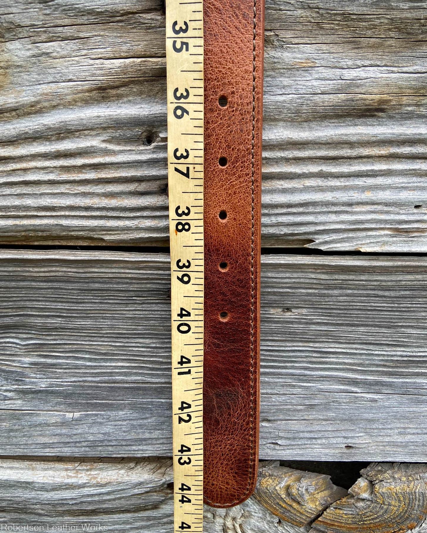 Vintage Tan Water Buffalo Leather Belt, Brown Stitching