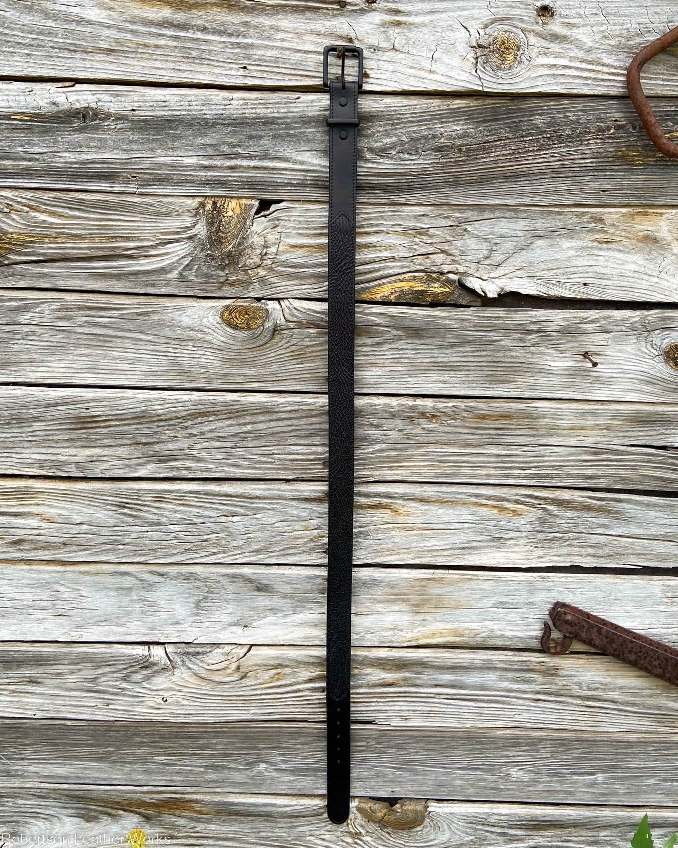 Black Shark Leather Belt, Black Stitching