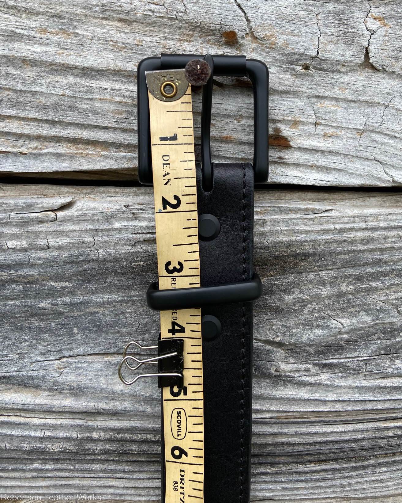 Black Shark Leather Belt, Black Stitching