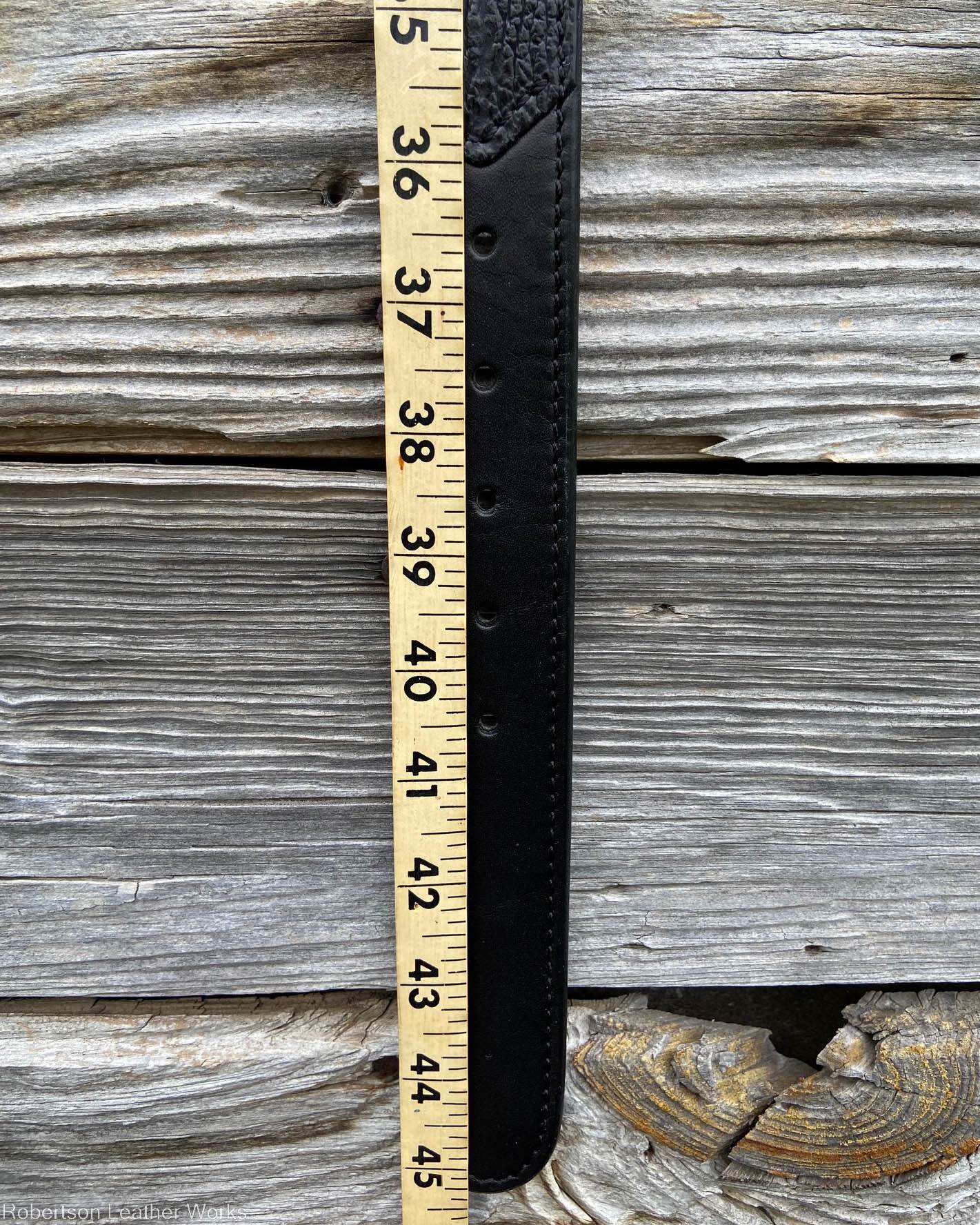 Black Shark Leather Belt, Black Stitching