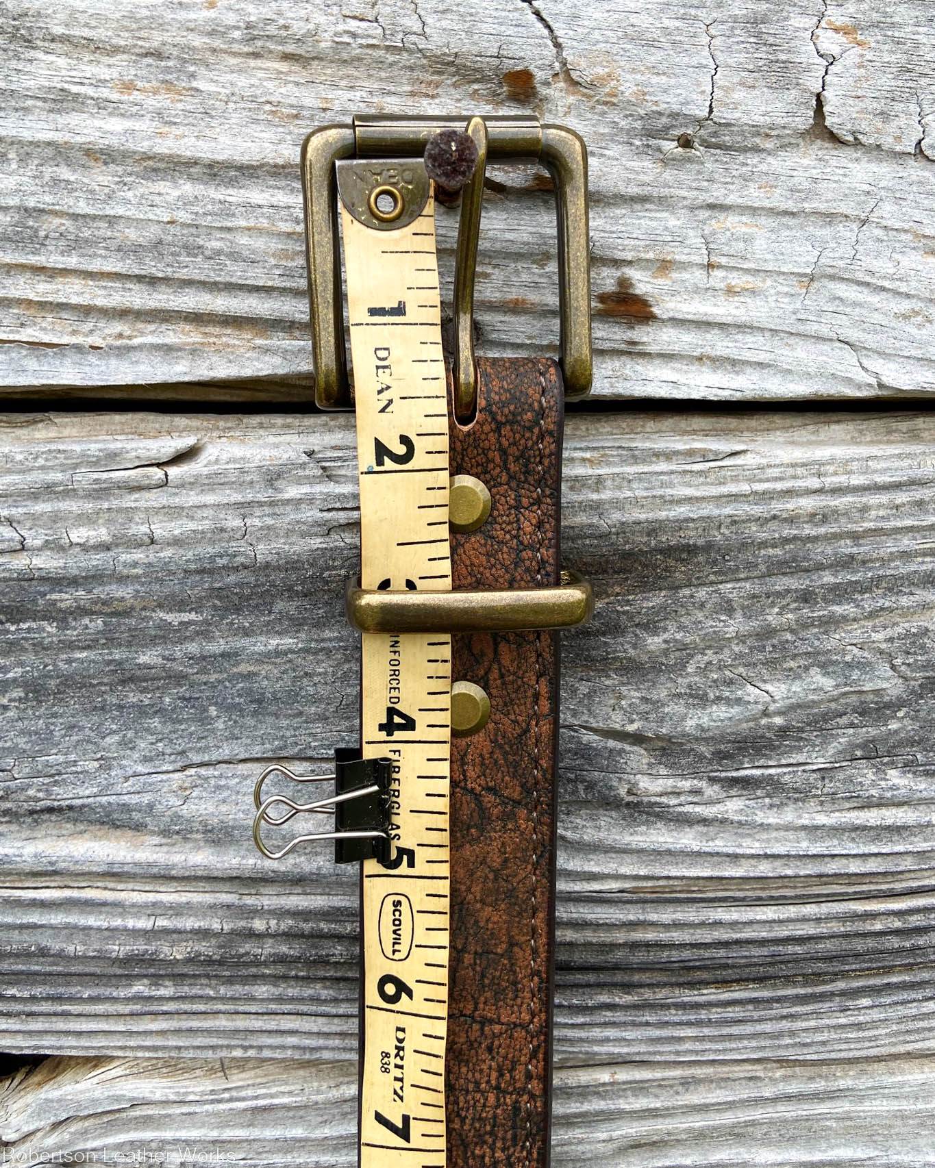 Cognac Safari Cape Buffalo Leather Belt, Brown Stitching