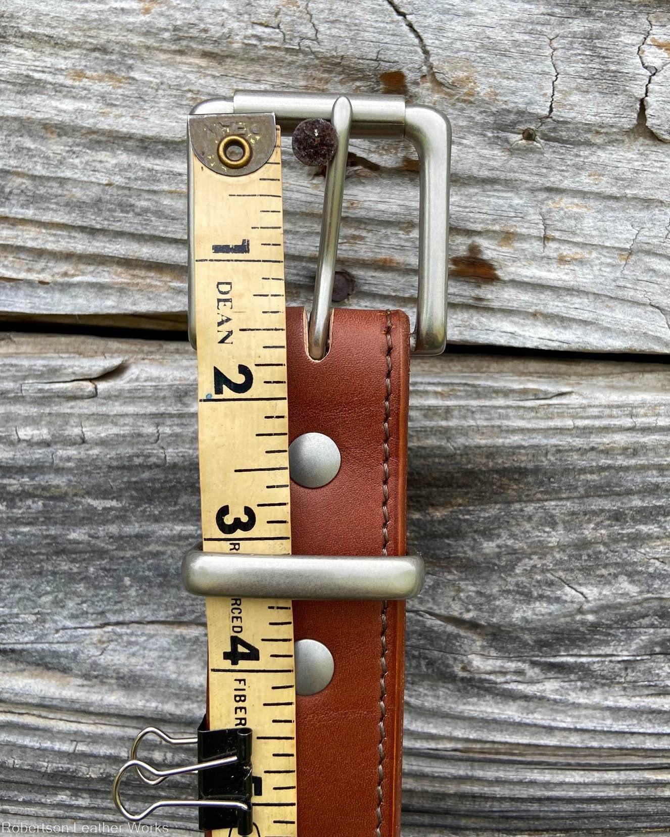 Light Brown Veg Tan Leather Belt, Brown Stitching