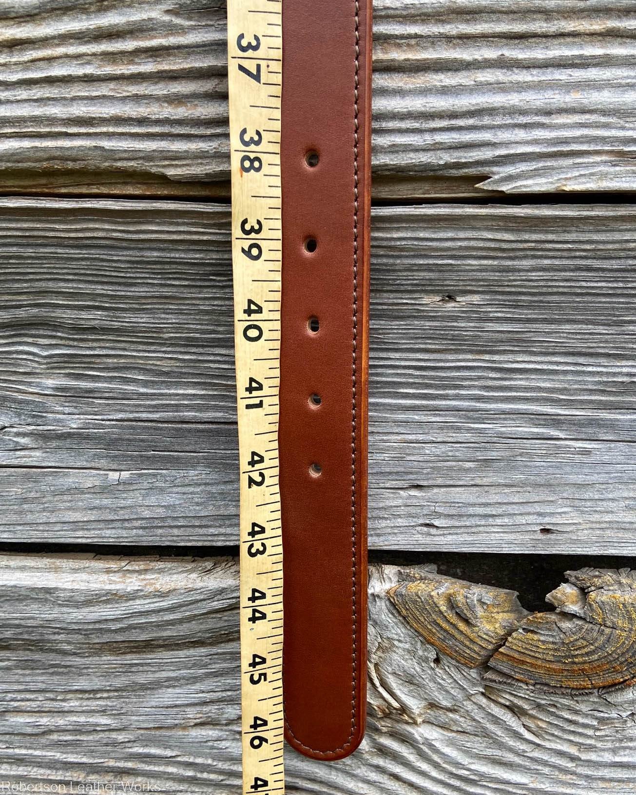 Light Brown Veg Tan Leather Belt, Brown Stitching