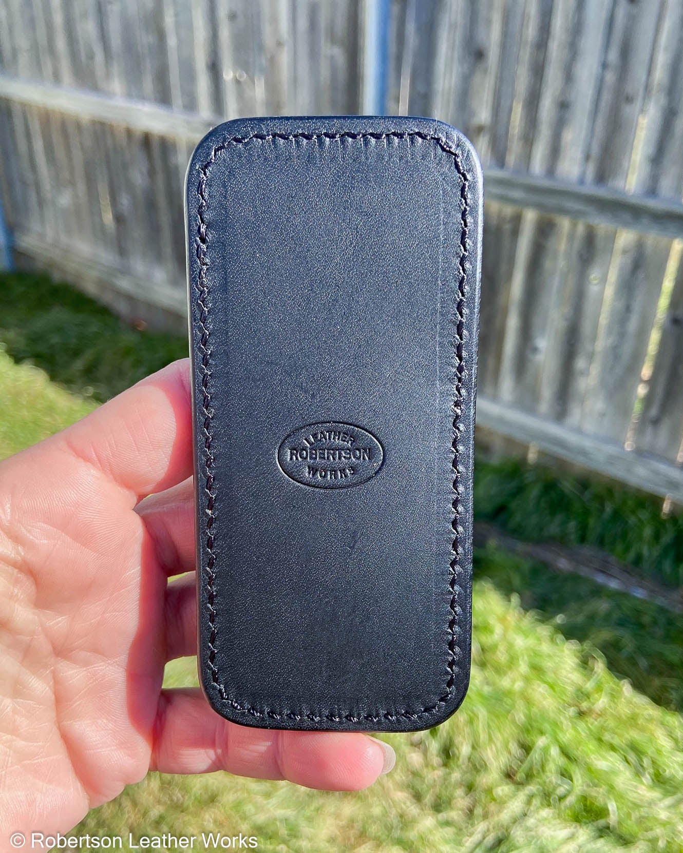 Medium H.D. Black-Red Elephant Leather Knife Slip, Black Stitching