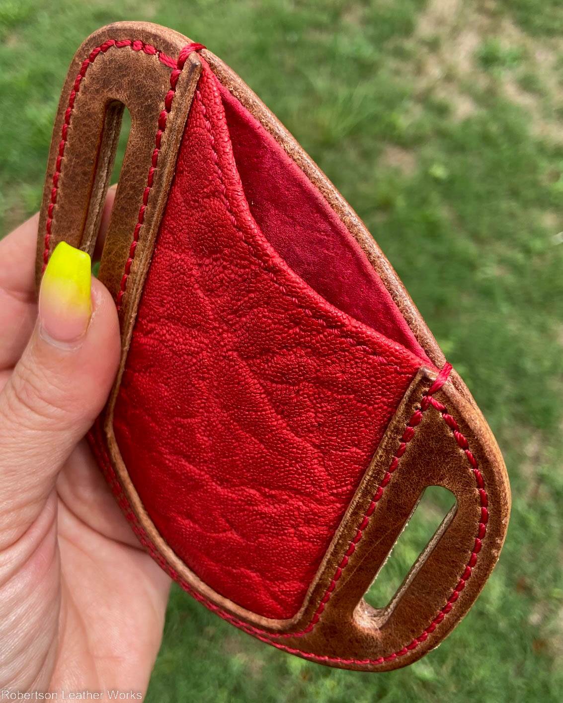 Slip Holster in Red Elephant and Natural Harness