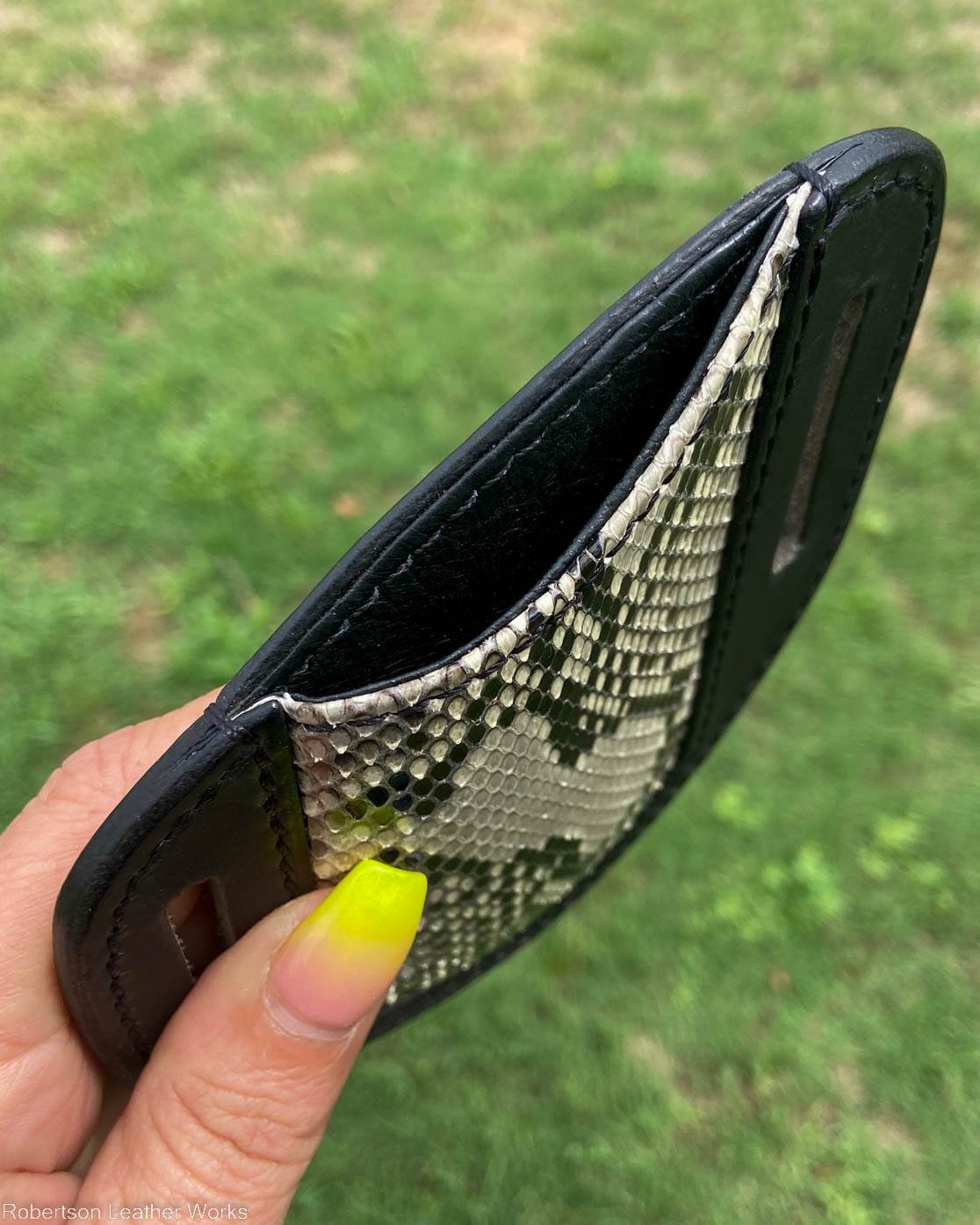 Slip Holster in Black & Gray Python and Black Water Buffalo