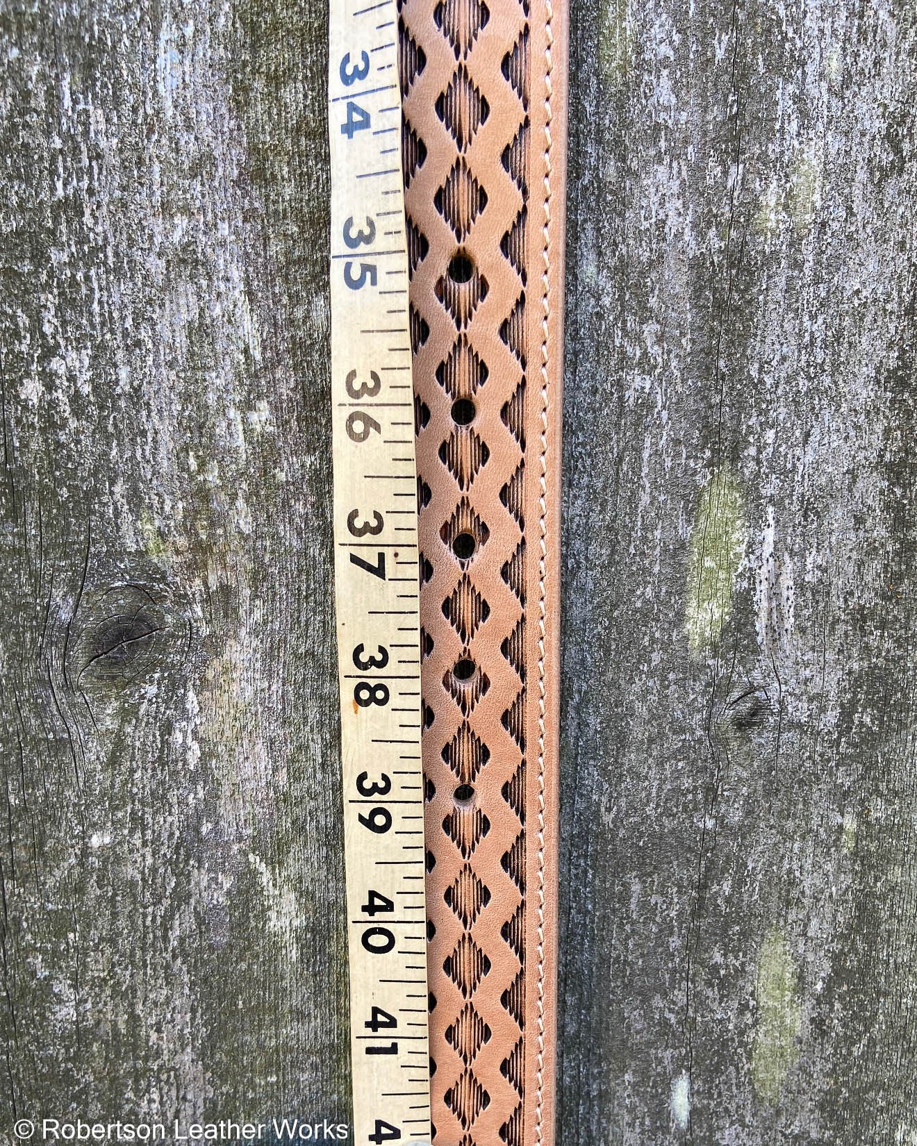 Natural Aztec Stamped Leather Belt