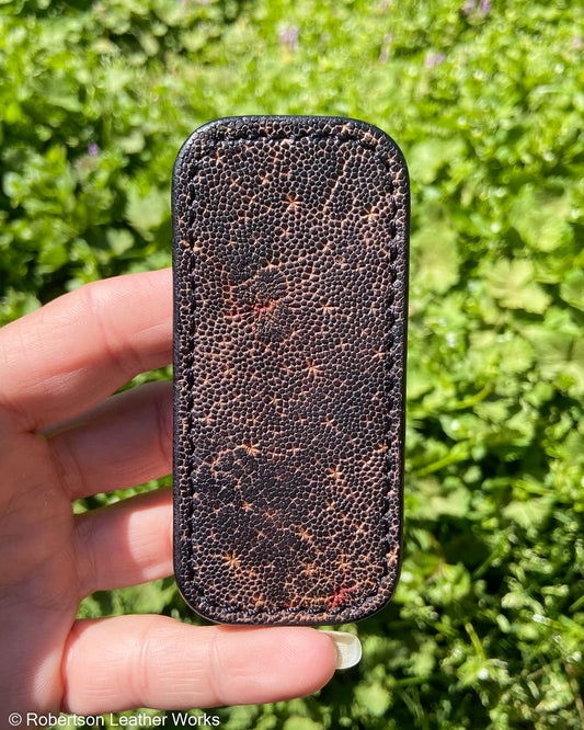Micro H.D. Black Elephant Leather Knife Slip, Black Stitching