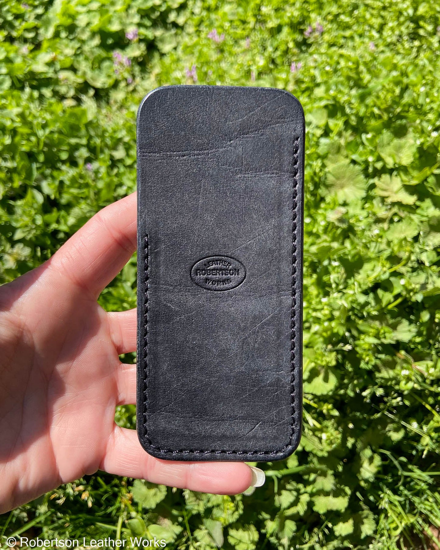 Large Black Pueblo Leather Knife Slip, Black Stitching