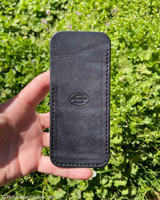Large Black Pueblo Leather Knife Slip, Black Stitching