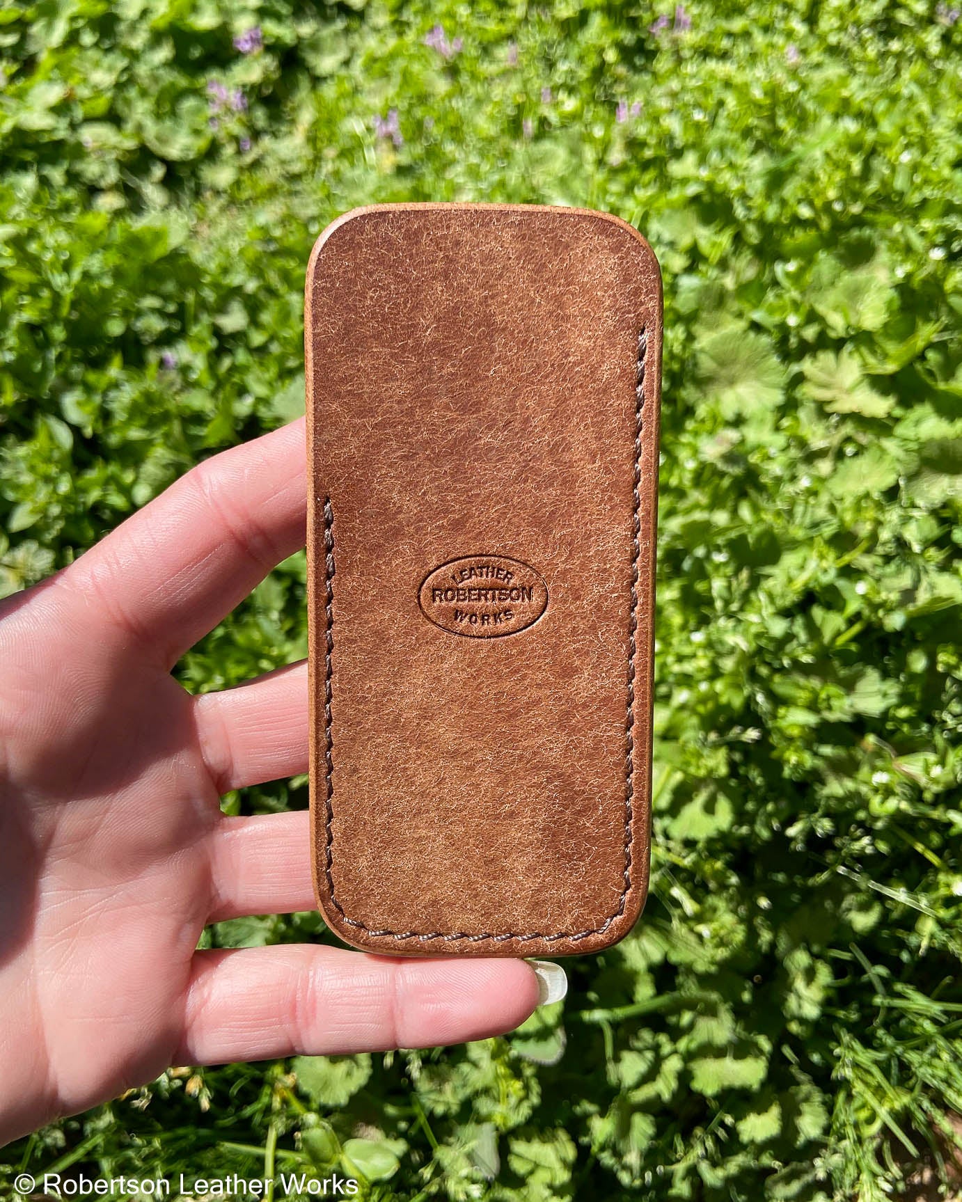 Medium Brown Pueblo Leather Knife Slip, Brown Stitching