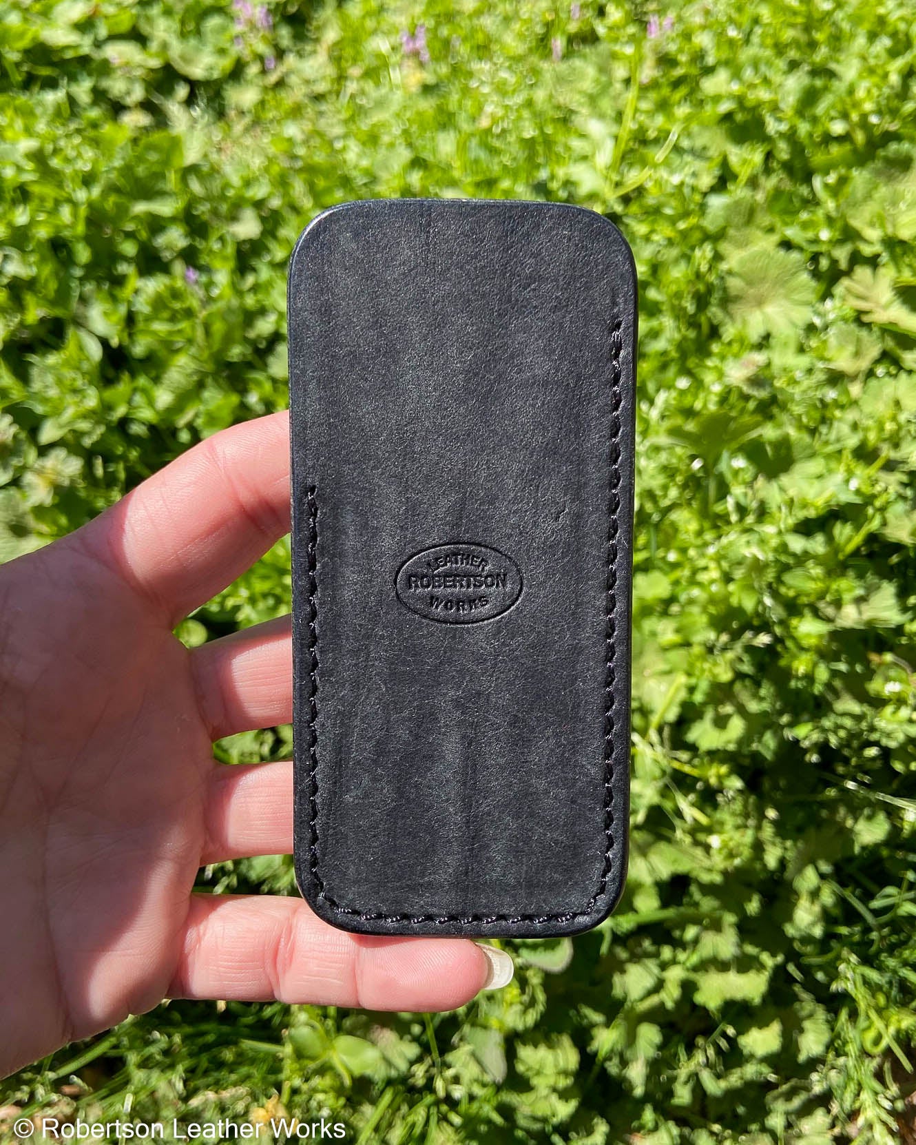 Medium Black Pueblo Leather Knife Slip, Black Stitching