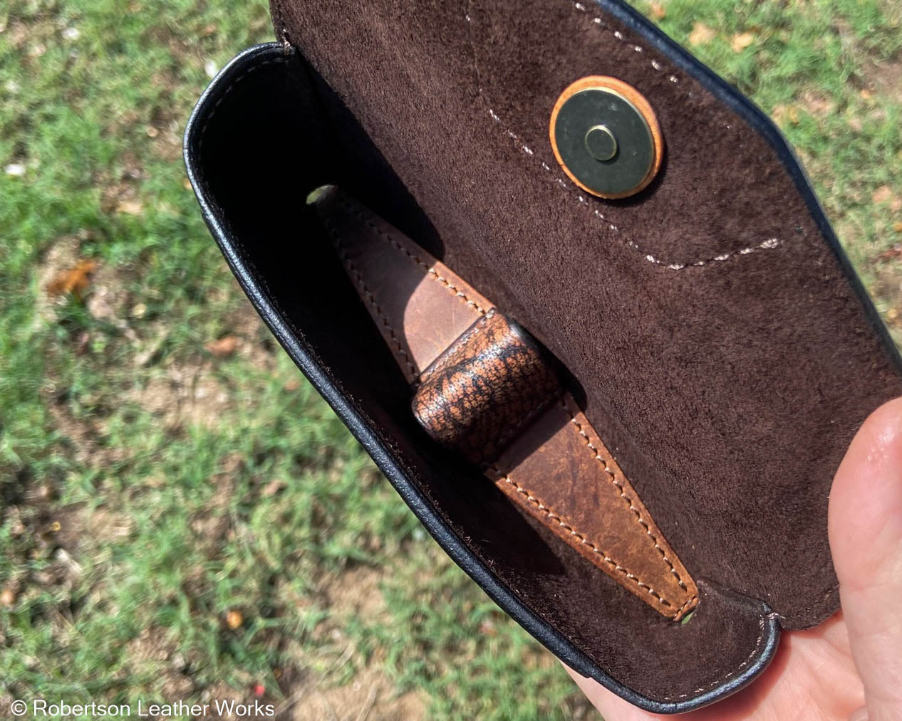 Safari Cognac Cape Buffalo Sunglasses Case, Lined in Brown Suede