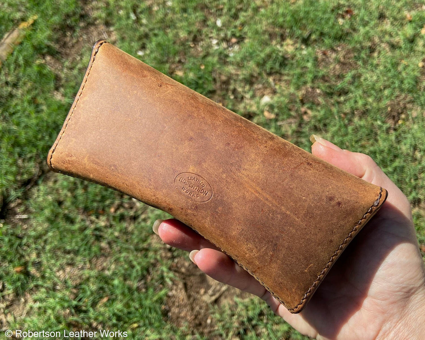 Safari Cognac Cape Buffalo Sunglasses Case, Lined in Brown Suede