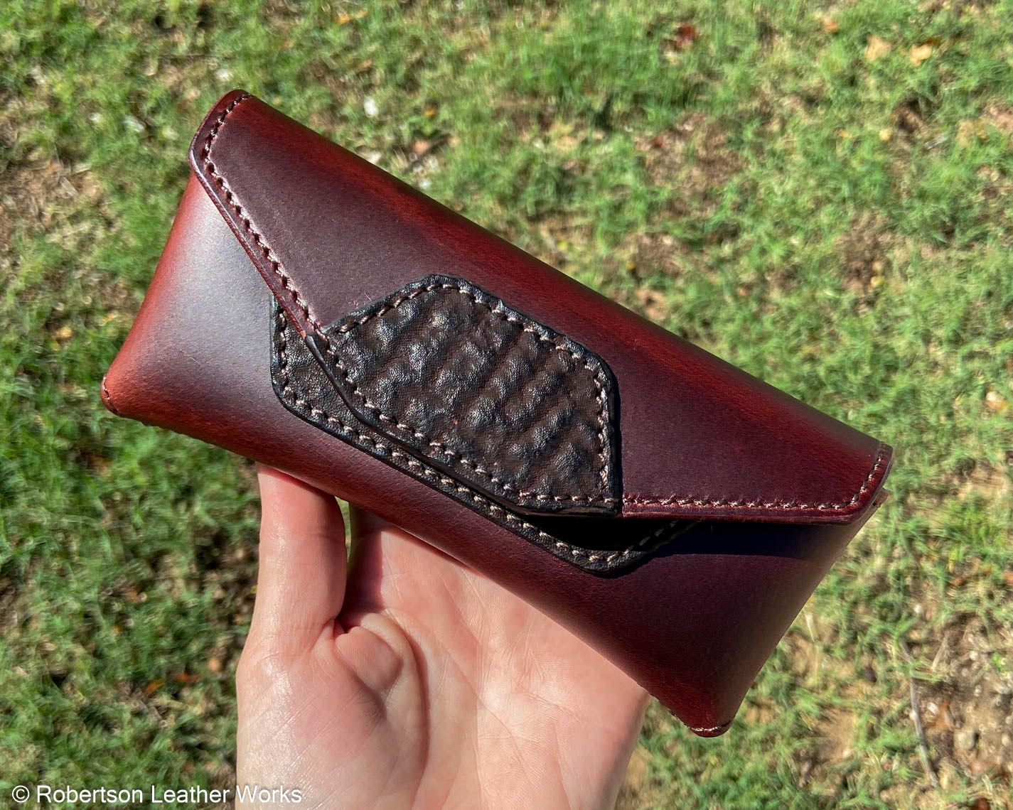 Dark Brown Shark Sunglasses Case, Lined in Brown Suede