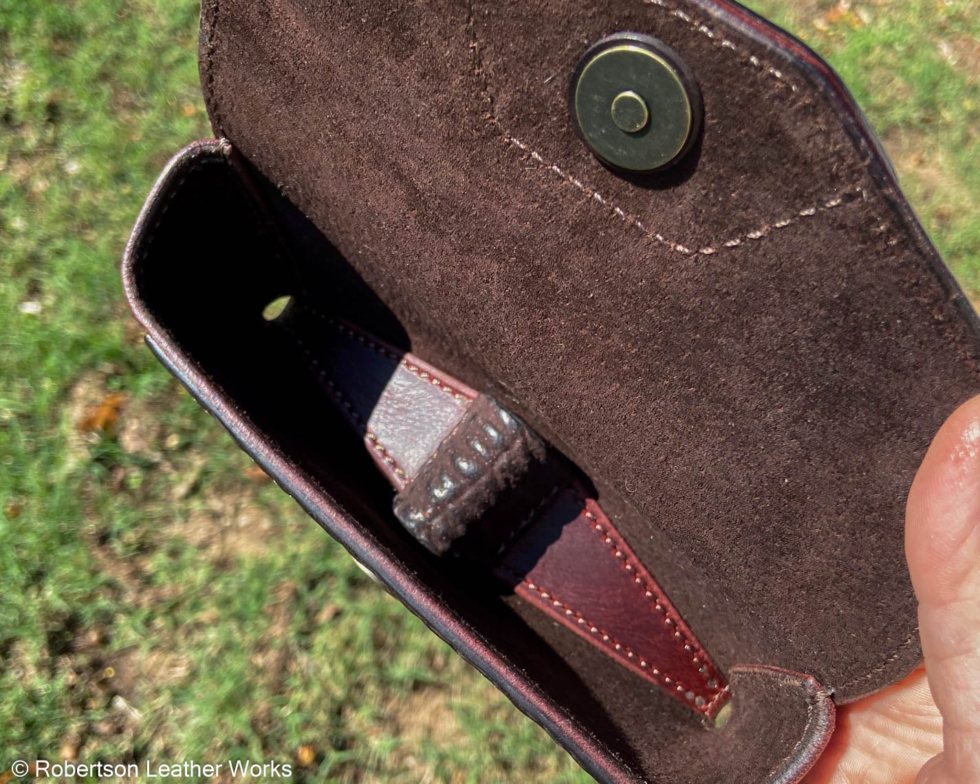 Dark Brown Shark Sunglasses Case, Lined in Brown Suede