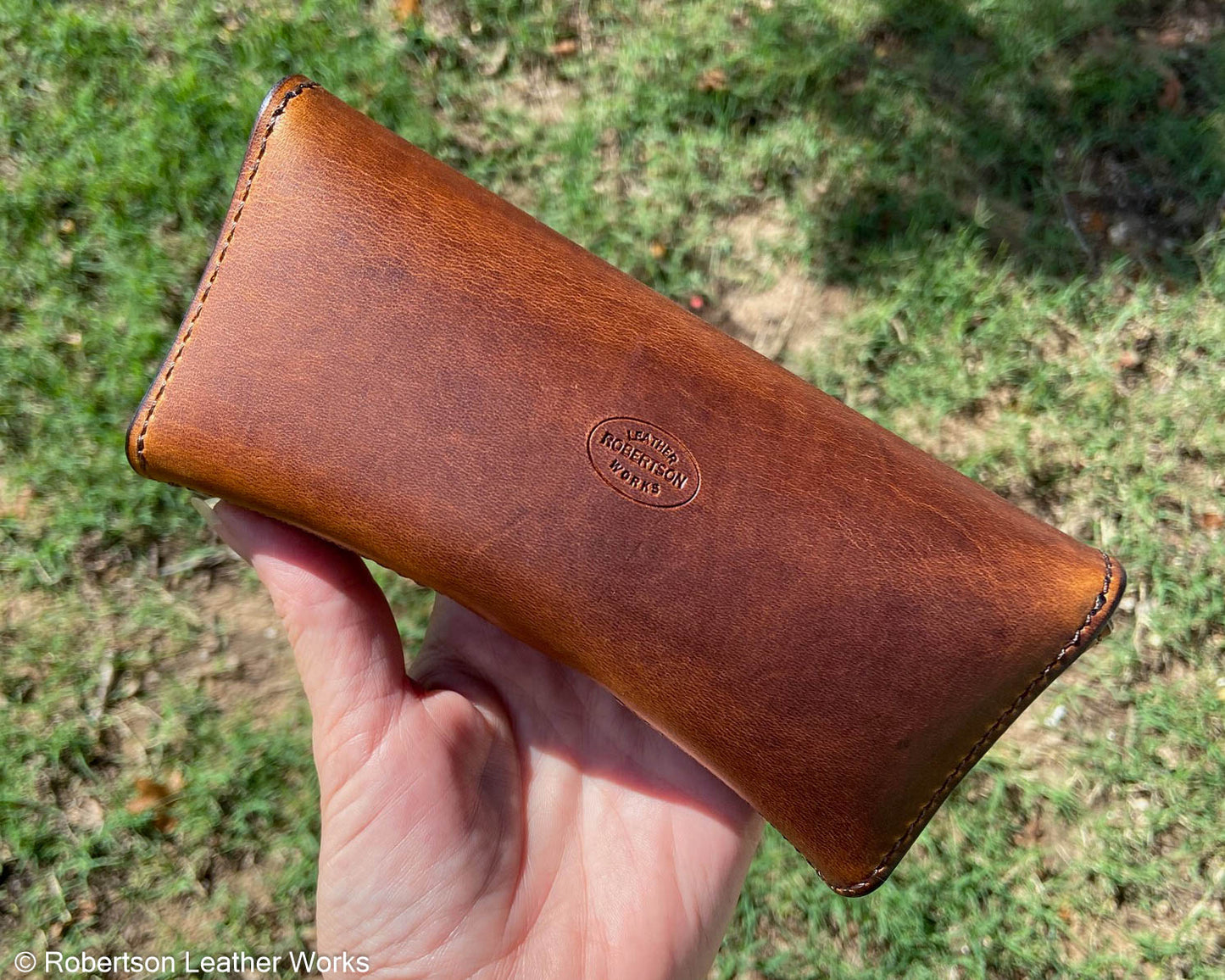 Safari Tan Shark Sunglasses Case, Lined in Brown Suede