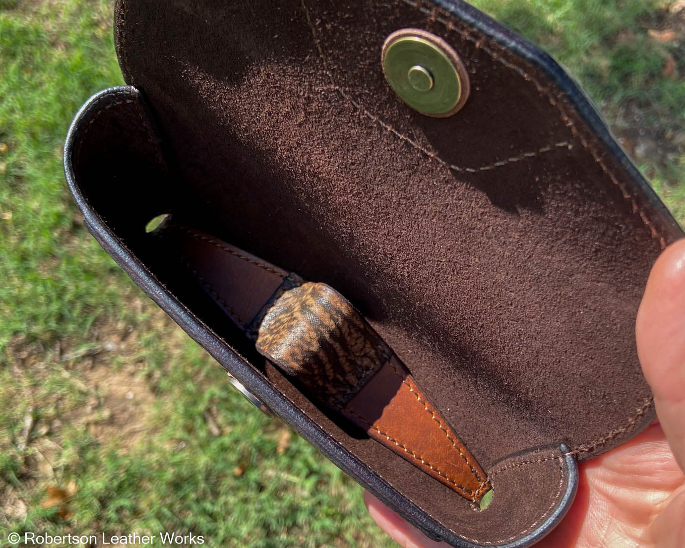 Safari Tan Shark Sunglasses Case, Lined in Brown Suede