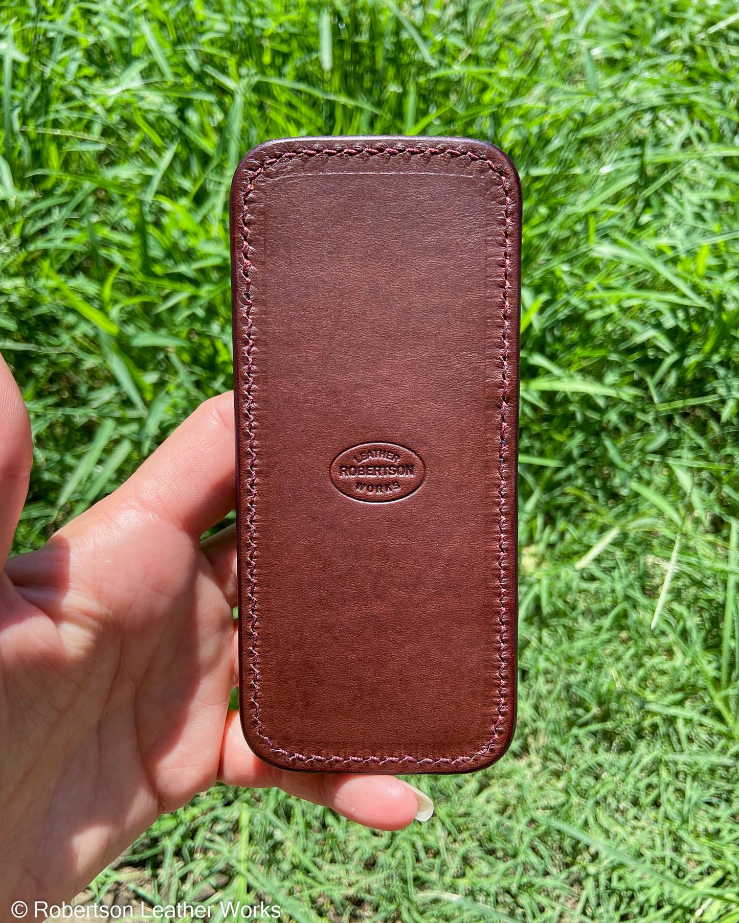 Large Maroon Alligator Leather Knife Slip, Maroon Stitching