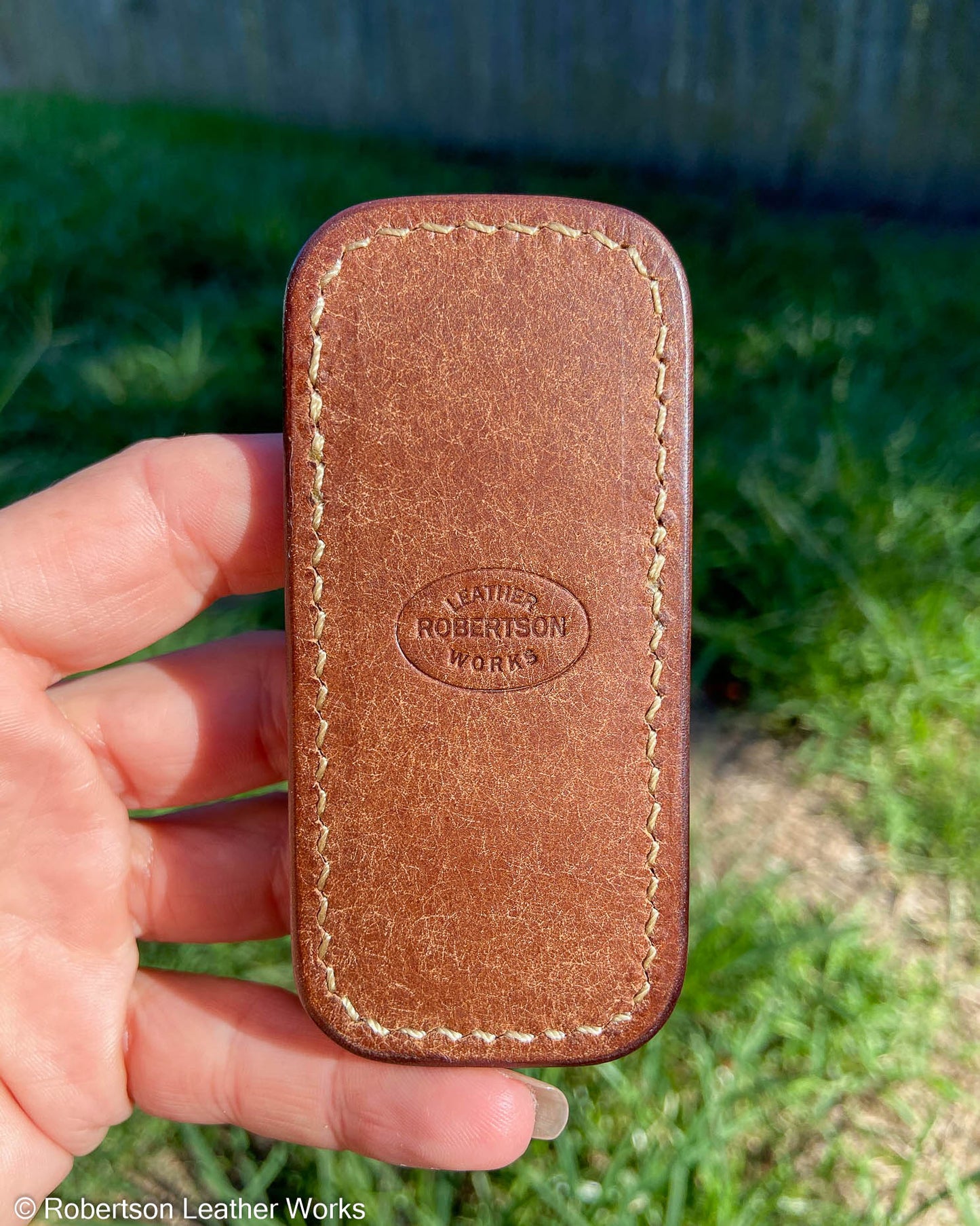 Micro H.D. Lt Green Alligator Leather Knife Slip, Taupe Stitching