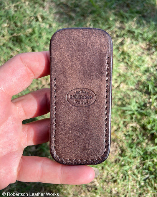 Micro Brown Pueblo Leather Knife Slip, Brown Stitching