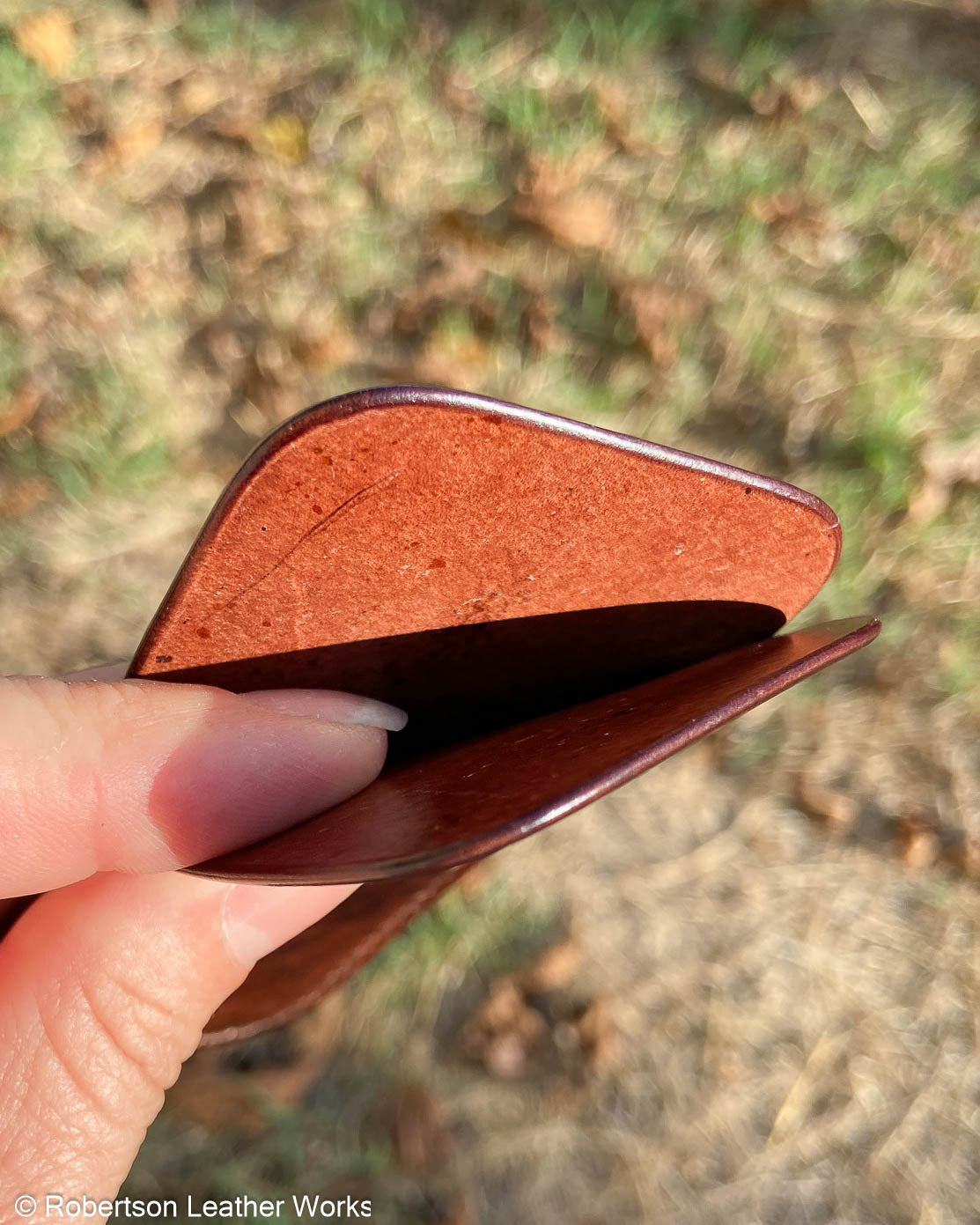 Medium H.D. Brown Shell Leather Knife Slip, Brown Stitching