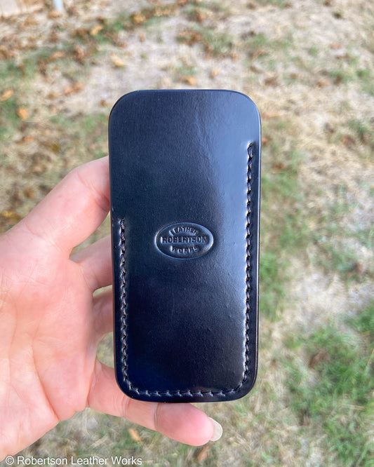 Schmedium Black Shell Leather Knife Slip, Black Stitching