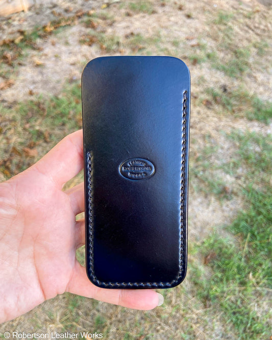 Large Black Shell Leather Knife Slip, Black Stitching