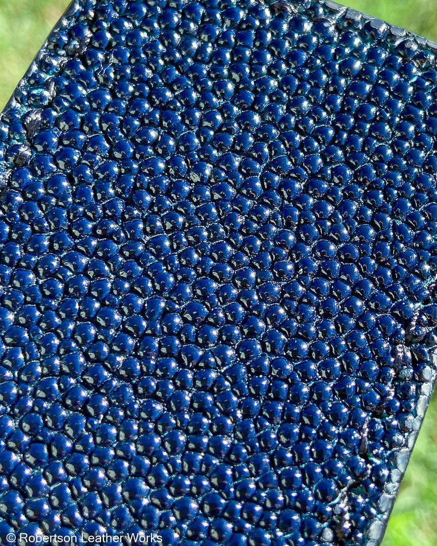 Schmedium Navy Stingray Leather Knife Slip, Black Stitching