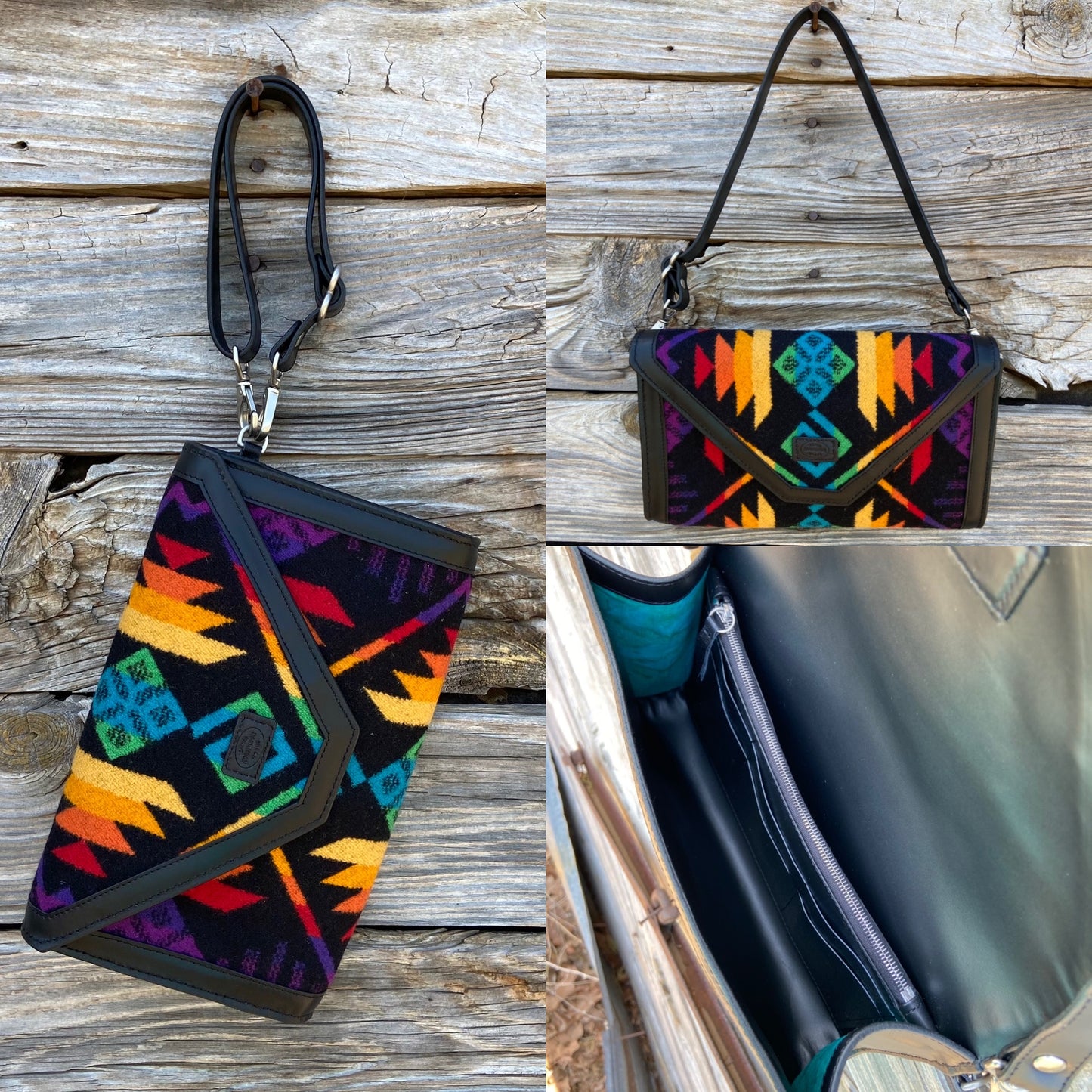 The Makena Clutch in Rainbow Pendleton