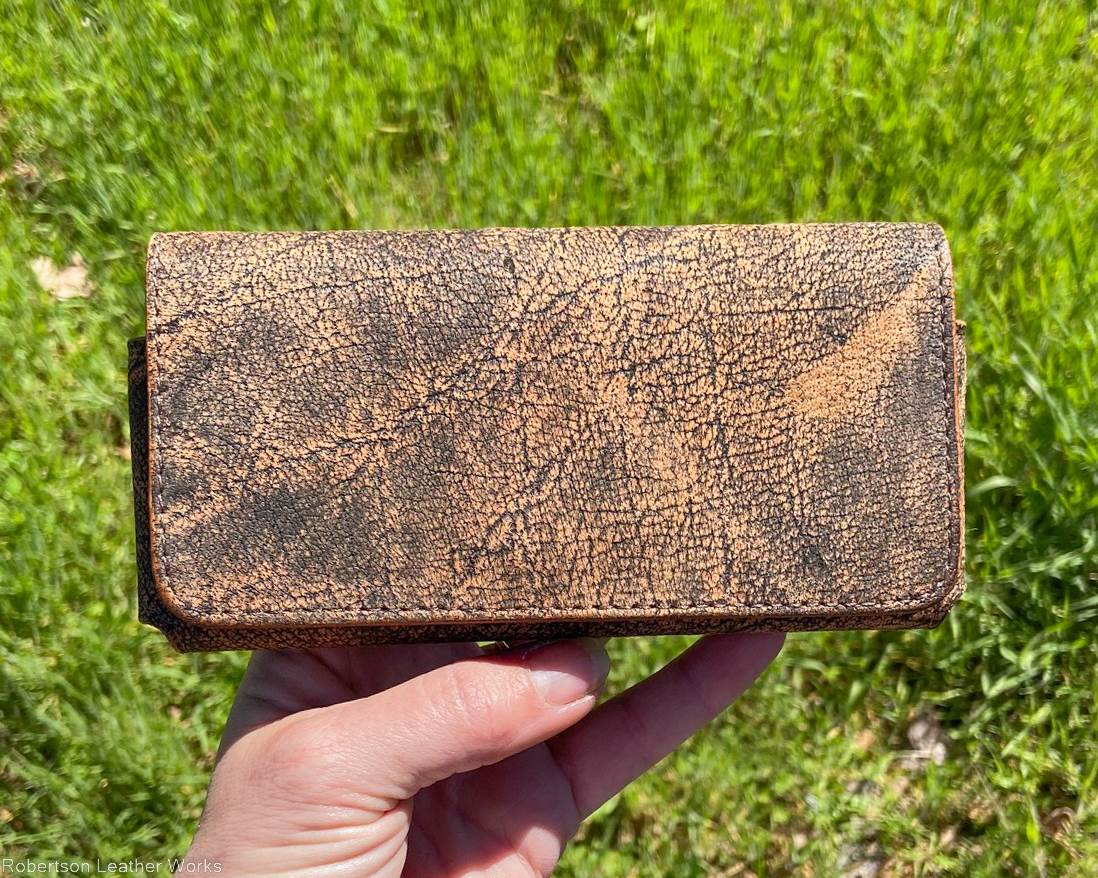 Horizontal Belt-Carry Phone Case in Safari Tan Cape Buffalo